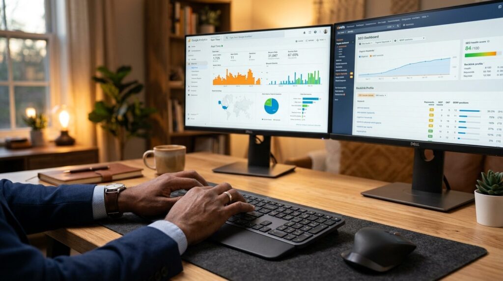 Close-up of a business professionals hands typing on keyboa