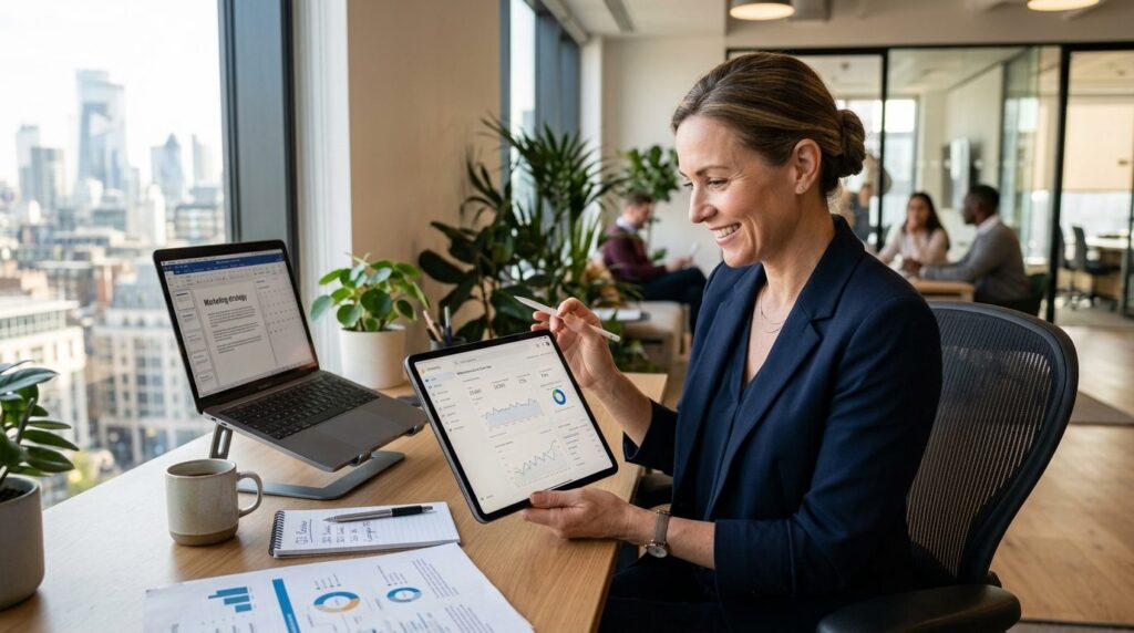Business owner or marketing manager reviewing website analyt