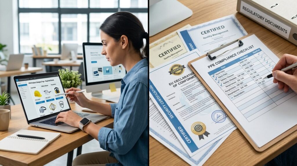 Split-screen comparison showing web designer working on lapt