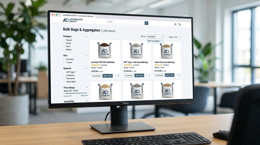 Close-up detail shot of a website category page interface on