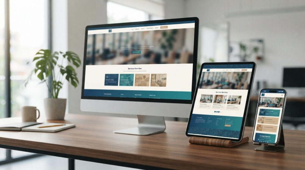 Close-up photorealistic image of a responsive website design